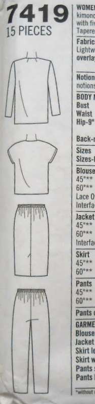 SIMPLICITY 7419 JACKET-BLOUSE-PANTS-SKIRT SIZE 18W 24W COMPLETE-UNCUT-F/FOLDED