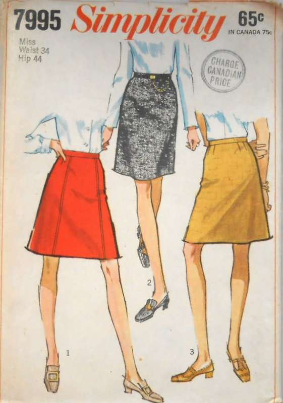 SIMPLICITY 7995 SET OFA-LINE SKIRTS SIZE WAIST 34 HIP 44 COMPLETE-UNCUT-F/FOLDED