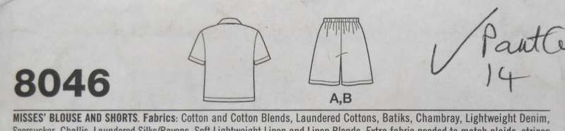 SIMPLICITY 8046 BLOUSE & SHORTS SIZE 8-18 COMPLETE-PART CUT TO 14