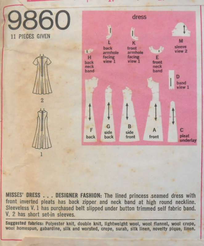SIMPLICITY 9860 FASHION DESIGN LINED PRINCESS SEAMED DRESS  SIZE 12 BUST 34 COMPLETE-UNCUT-F/FOLDED