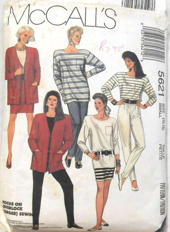 McCALLS 5621 CARDIGAN-TUNIC-TOP-SKIRT-PANTS SIZE 8-10-COMPLETE-PART CUT