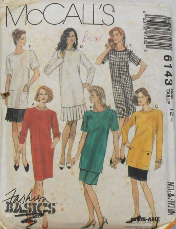 McCALLS 6143 ONE & TWO PIECE DRESSES SIZE 12-COMPLETE-UNCUT
