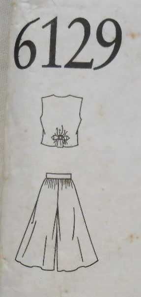 NEW LOOK PATTERNS 6129 WAISTCOAT-CULOTTES SIZE 8-18-COMPLETE-PART CUT-CULOTTES CUT TO 10