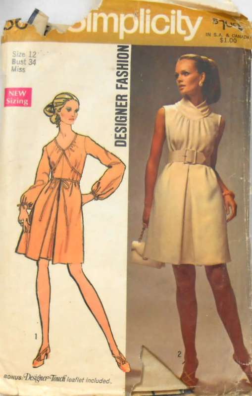 VINTAGE SIMPLICITY 8648 DESIGNER FASHION DRESS-SIZE 12 BUST 34 COMPLETE