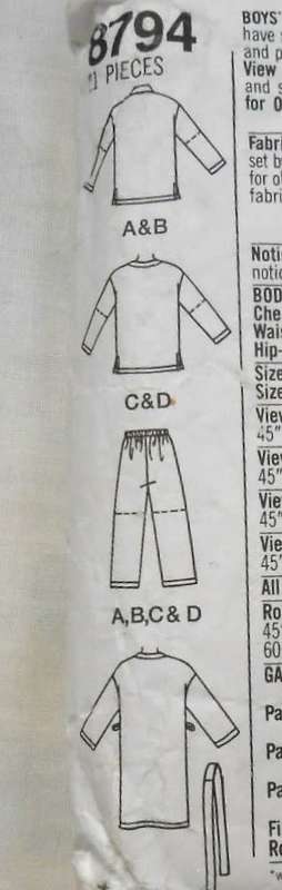 SIMPLICITY 8794 TEEN BOYS ROBE-PJS-BELT-SIZE 12-14-16 SEE LISTING