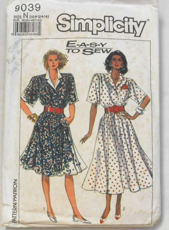 SIMPLICITY 9039 DRESS INN 2 LENGTHS-SIZE 10-12-14- CUT TO SIZE 10