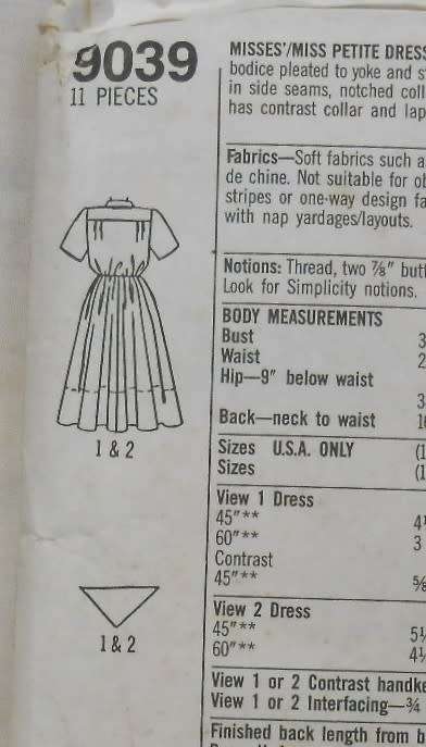 SIMPLICITY 9039 DRESS INN 2 LENGTHS-SIZE 10-12-14- CUT TO SIZE 10