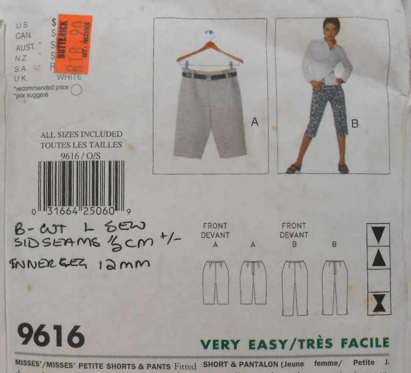 VOGUE 9616 LONG SHORTS & CAPRI PANTS SIZE ALL SIZES-6-22 COMPLETE-PART CUT