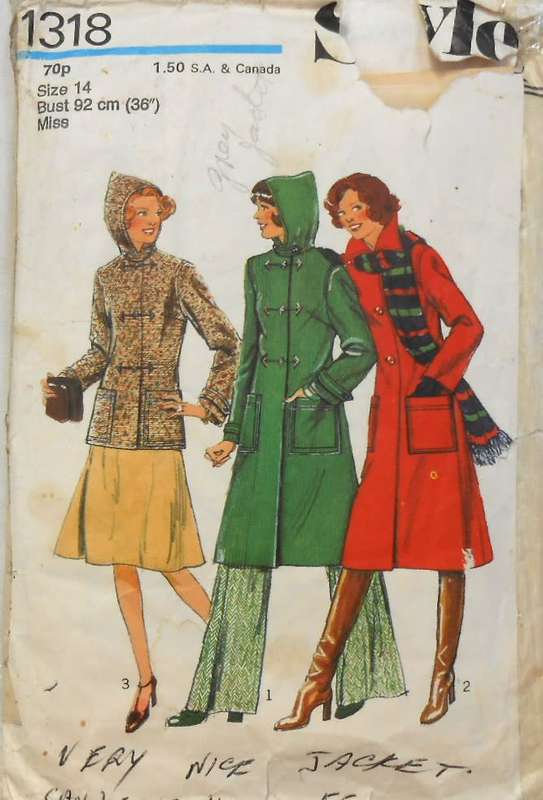 STYLE 1318 HOODIE JACKET & COAT SIZE 14 - BUST 92 CM-- THE POCKET IS NOT SUPPLIED