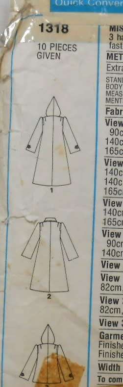 STYLE 1318 HOODIE JACKET & COAT SIZE 14 - BUST 92 CM-- THE POCKET IS NOT SUPPLIED
