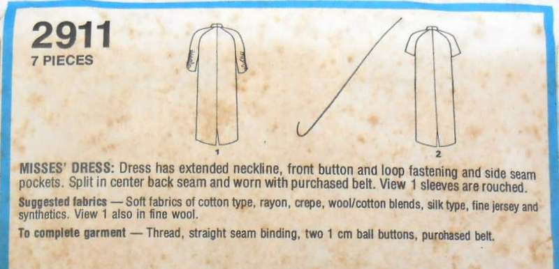 STYLE 2911 DRESS WITH EXTENDED NECKLINE SIZE 10 BUST 83 CM COMPLETE
