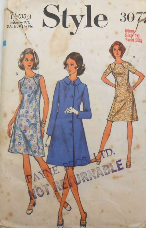 VINTAGE STYLE 3077 COAT & DRESS SIZE 10 BUST 32 1/2 COMPLETE-ONLY DRESS CUT