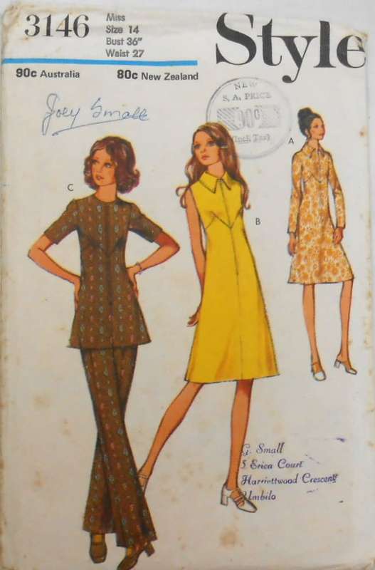 VINTAGE STYLE 3146 DRESS-TUNIC-PANTS SIZE 14 BUST 36 COMPLETE