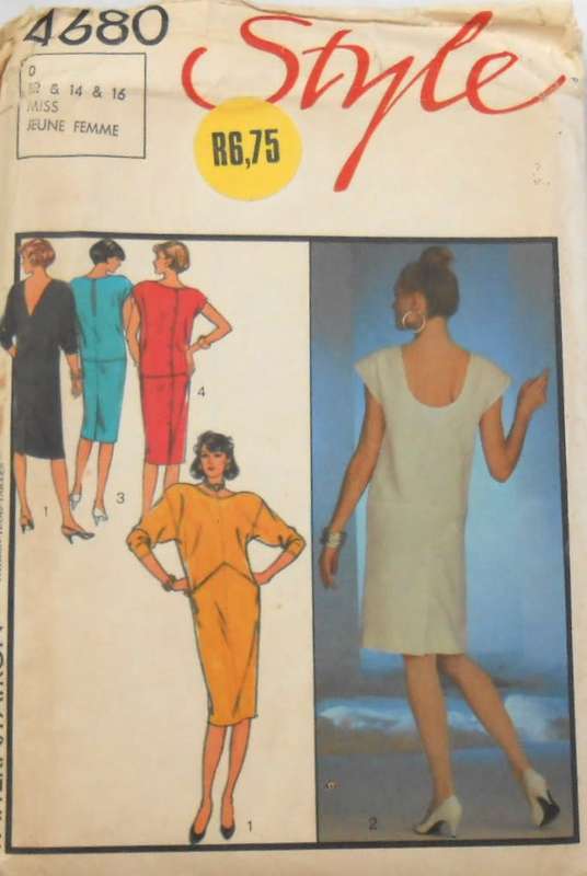 STYLE 4680 LOOSE FITTING STRAIGHT DRESS SIZE 12-14-16 COMPLETE-CUT TO 16