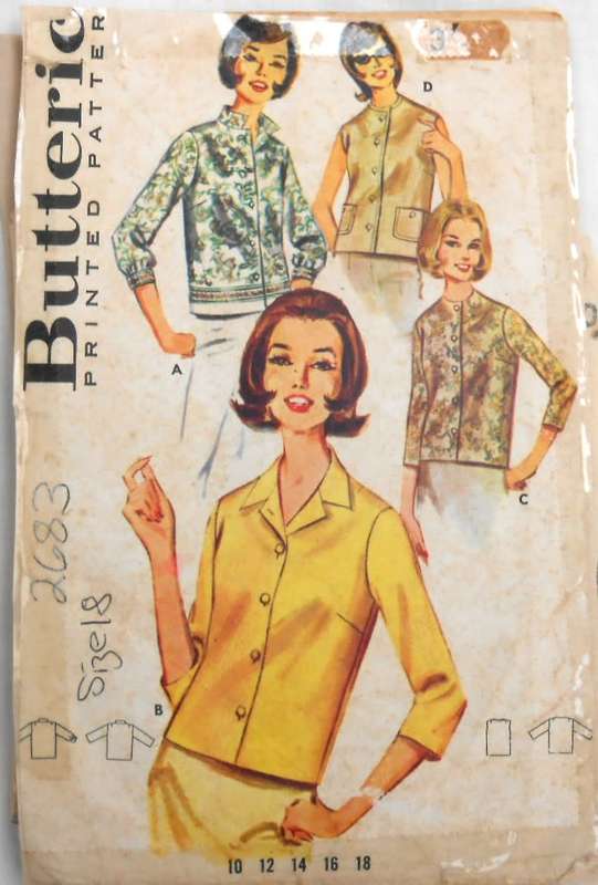VINTAGE BUTTERICK 2683 - BLOUSE SIZE 18 - THE POCKET PATTERN IS NOT SUPPLIED-ZIPLOC