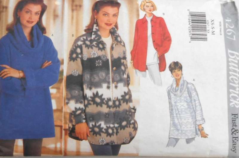 BUTTERICK 4267 LOOSE FITTING CASUAL ROLL NECK TOP SIZE XS-S-M (6-14) SEE LISTING-CUT TO S