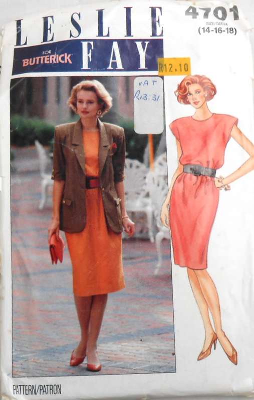 BUTTERICK 4701 JACKET & DRESS SIZE 14-16-18 COMPLETE-CUT TO 18