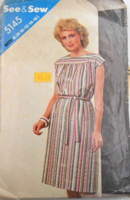 BUTTERICK 5145 LOOSE FITTING PULLOVER DRESS SIZE 8-16 COMPLETE-CUT TO SIZE 16