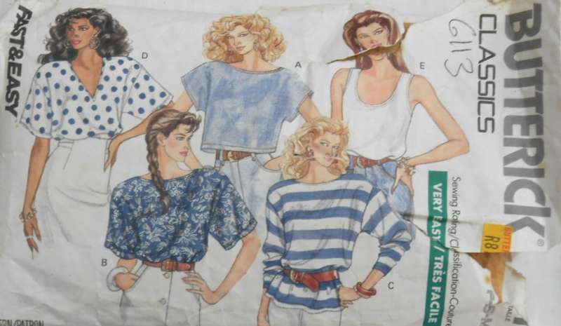 BUTTERICK 6113 SET OF TOPS SIZE P-S-M (6-14) - TANK TOP PATTERN NOT SUPPLIED-ZIPLOC