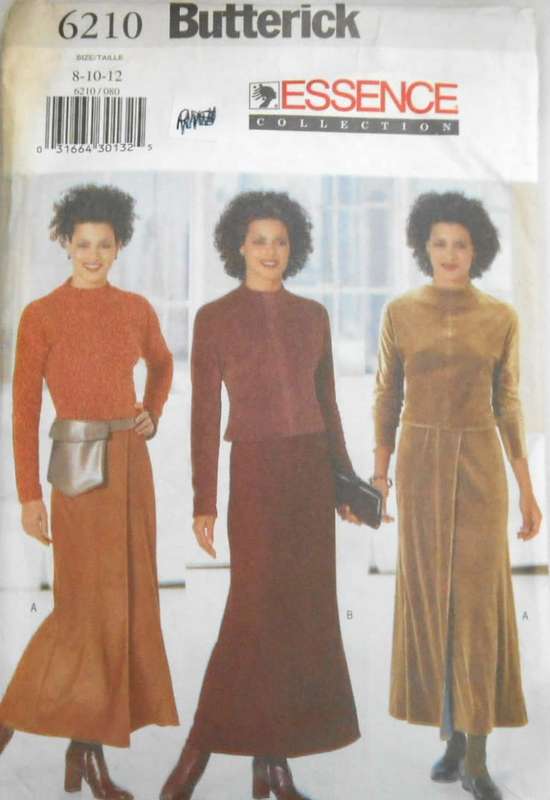 BUTTERICK 6210 TOP-SKIRT-BAG SIZE 8-10-12-COMPLETE-CUT TO 12