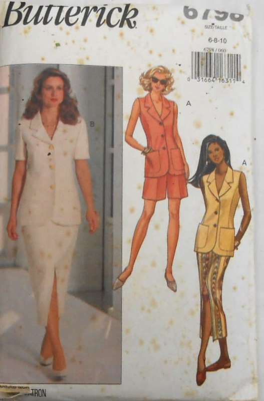 BUTTERICK 6798 TOP-SKIRT-SHORTS SIZE 6-8-10-COMPLETE-CUT TO 10
