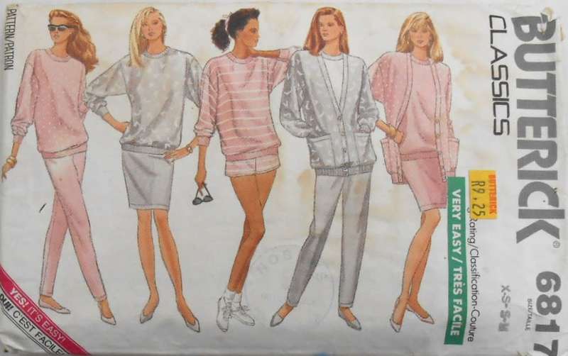 BUTTERICK 6817 TRACKSUIT TOP-SKIRT-SHORTS-PANTS SIZE XS-S-M-COMPLETE-INSTUCTIONS PG 1-2 NOT SUPPIED
