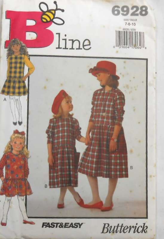 BUTTERICK 6928 GIRLS DRESS SIZE 7-8-10 YEARS COMPLETE-UNCUT-F/FOLDED