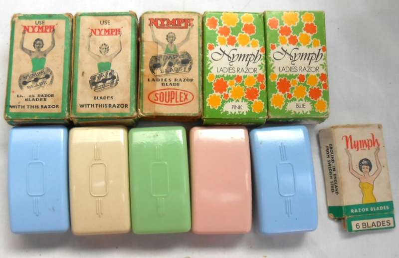 VINTAGE NYMPH-SOUPLEX LADIES GREEN RAZOR IN ORIGINAL BOX WITH RAZOR BLADE-MADE IN UK