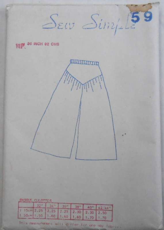 SEW SIMPLE 59 BASQUE CULOTTES SIZE 36 OR 92 CM  COMPLETE