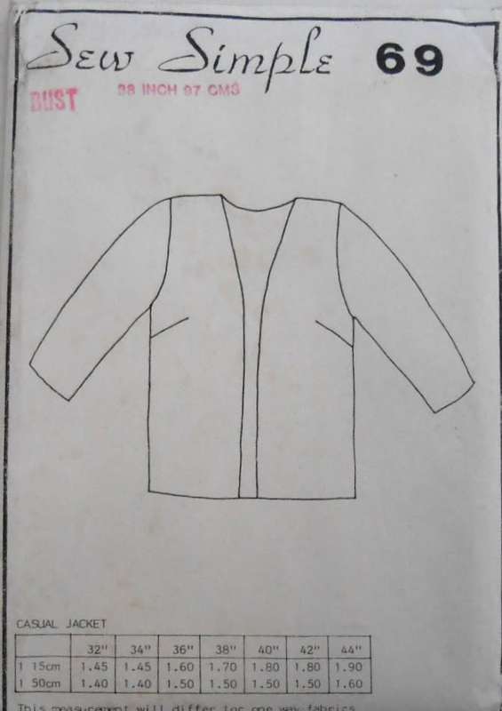 SEW SIMPLE 69 CASUAL JACKET SIZE 38 OR 97 CM  COMPLETE-UNCUT-F/FOLDED