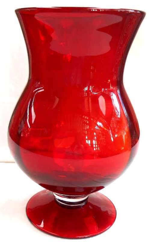 Huge Ruby Red Glass Murano Vase-weight 2008 g height 34 cm in Perfect Condition
