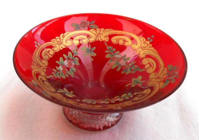 Sweetest Tiny Ruby Red Salviati & Moser Venetian Glass sugar bowl