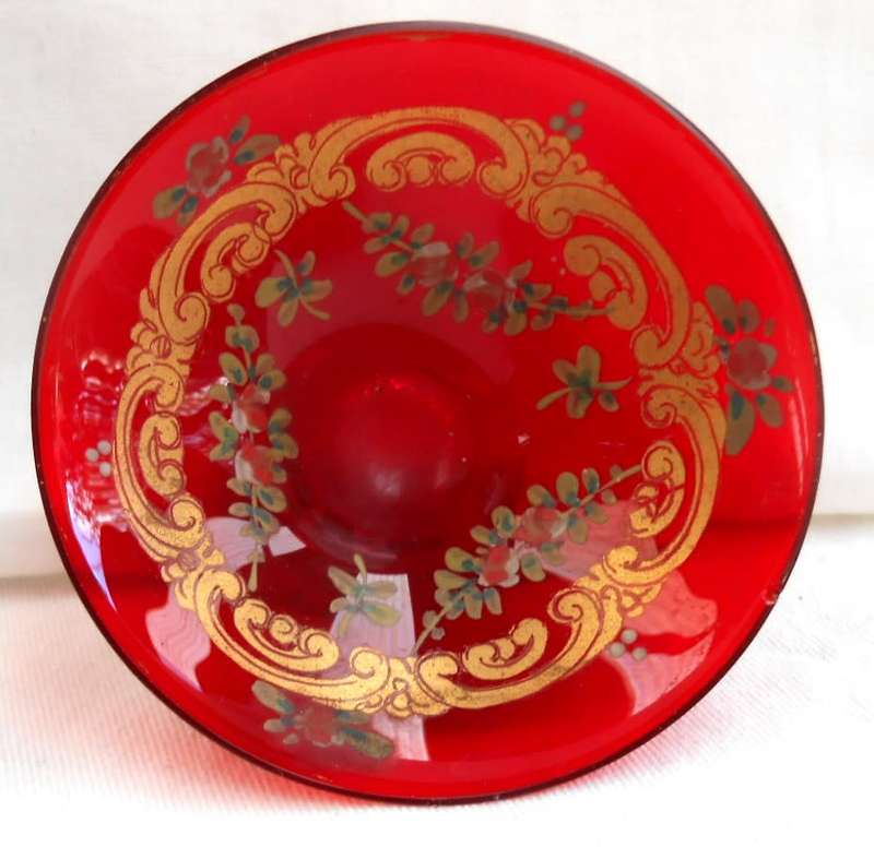 Sweetest Tiny Ruby Red Salviati & Moser Venetian Glass sugar bowl