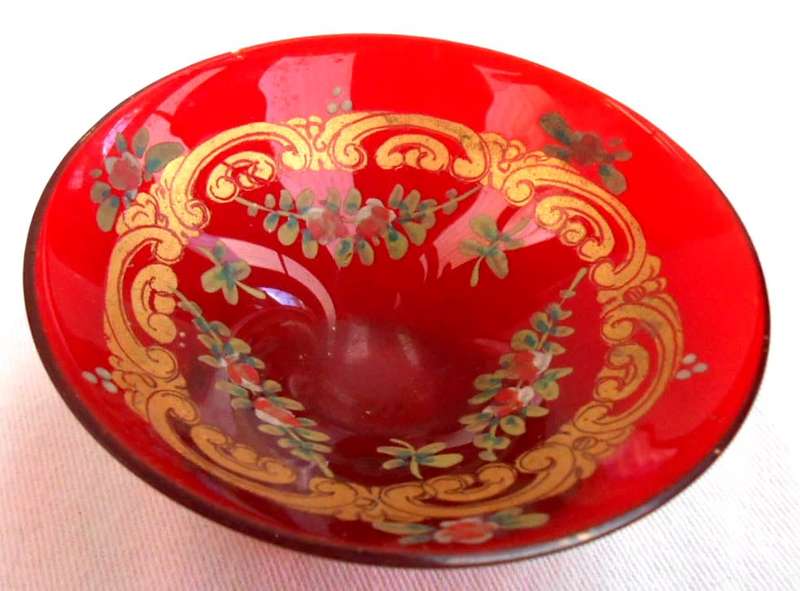 Sweetest Tiny Ruby Red Salviati & Moser Venetian Glass sugar bowl