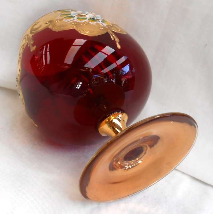 Vintage Italian Ruby Red & Gold Venetian Italian Goblet (1)