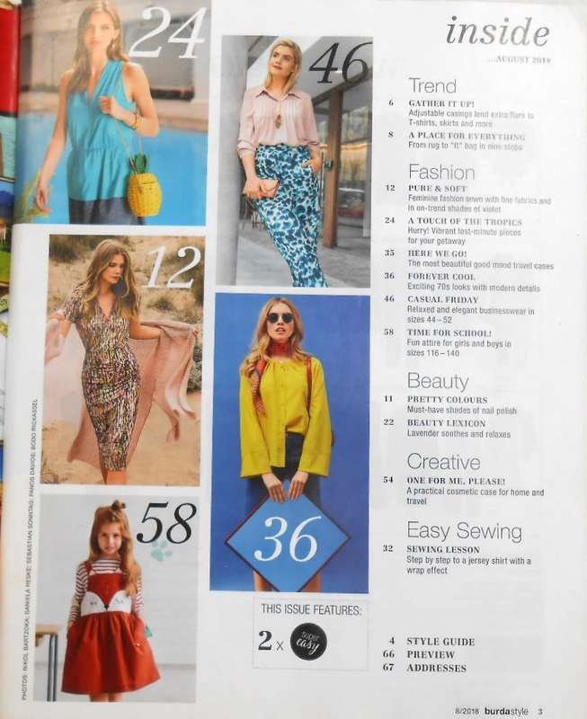 BURDA STYLE MAGAZINE 6/2018 COMPLETE WITH PATTERNS - 68 PAGES WITH PATTERN PULLOUT