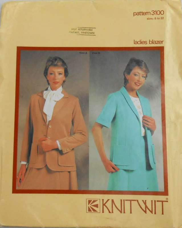 KNITWIT PATTERN 3100 LADIES BLAZER SIZE 6 - 22 COMPLETE-UNCUT
