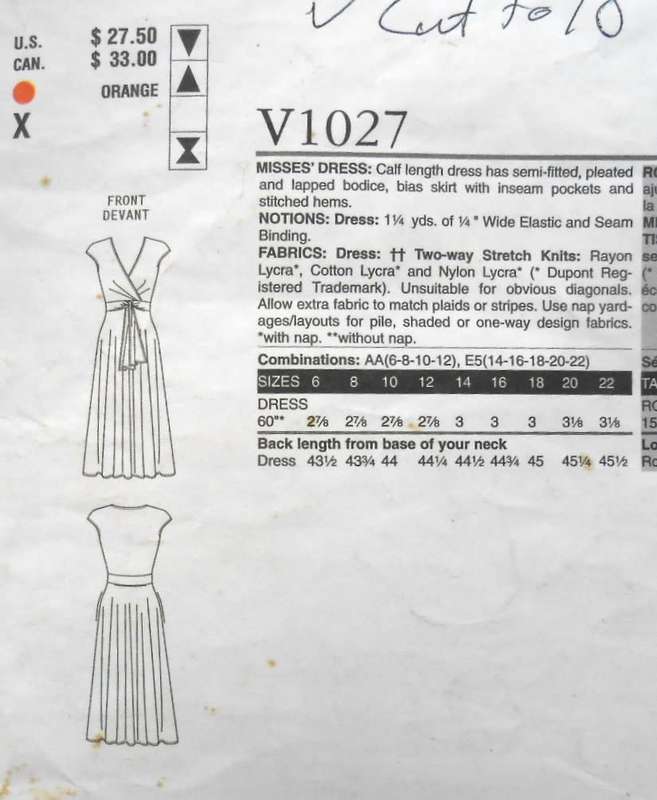 VOGUE V1028 DYNY DRESS WITH SEMI FITTED LAPPED BODICE SIZE 14-22 COMPLETE-CUT TO 18