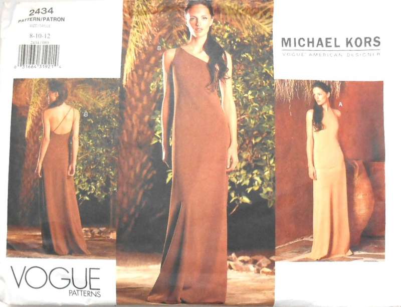VOGUE 2434 VERY CLOSE FITTING SLIGHTLY FLARED DRESS SIZES 8-10-12 COMPLETE-CUT TO 10