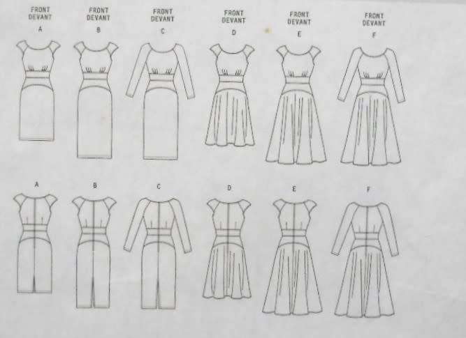 VOGUE V8665 CLOSE FITTING DRESSES WITH VARIATIONS SIZE 6-8-10-12 COMPLETE-CUT TO 12