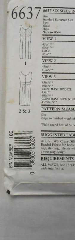 NEW LOOK PATTERNS 6637 HIGH BODICE COCKTAIL DRESS SIZE 6-16 COMPLETE-CUT TO 10