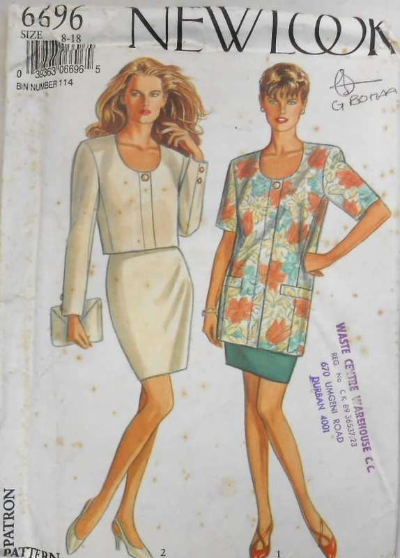 NEW LOOK PATTERNS 6696 SHORT/LONG JACKET & SKIRT SIZE 8-18 COMPLETE-UNCUT-F/FOLDED