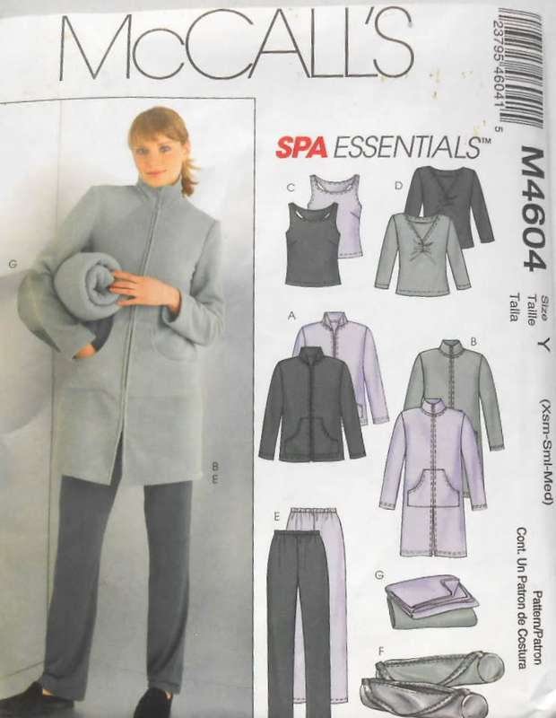 McCALLS 4604 UNLINED JACKET-TOPS-PANTS-BAG-BLANKET SIZE XS-S-M (4-14) COMPLETE-UNCUT-ZIPLOC