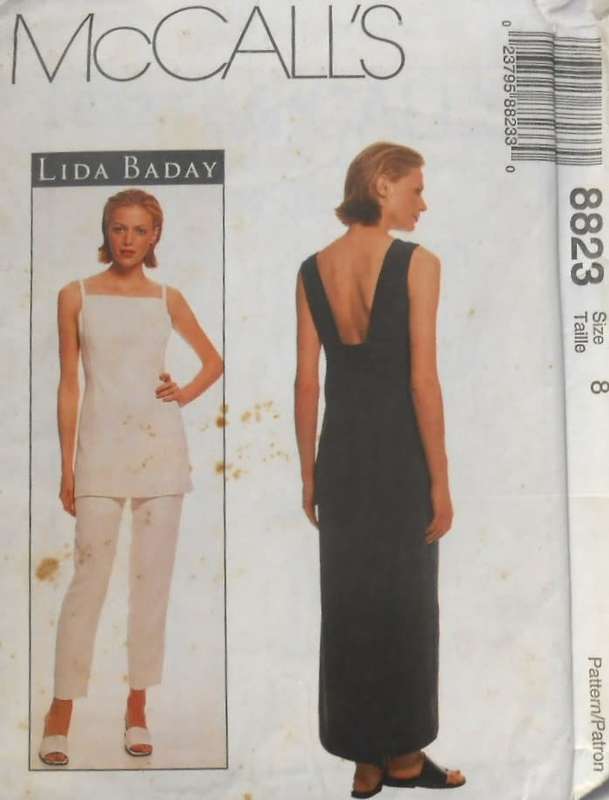 McCALLS 8823 UNLINED DRESS-LINED TUNIC-LINED PANTS SIZE 8 COMPLETE-UNCUT-F/FOLDED
