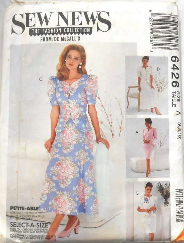 McCALLS 6426 JACKETS WITH PART LINING-SKIRTS SIZE 6-8-10 COMPLETE-UNCUT-F/FOLDED