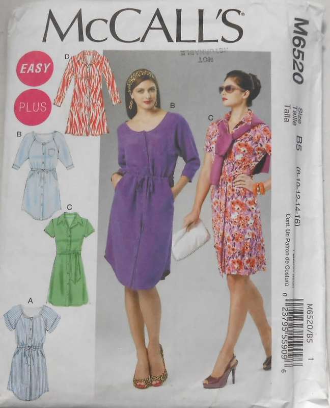McCALLS M6520 DRESSES & BELT SIZE 8-10-12-14-16 COMPLETE-CUT TO 16