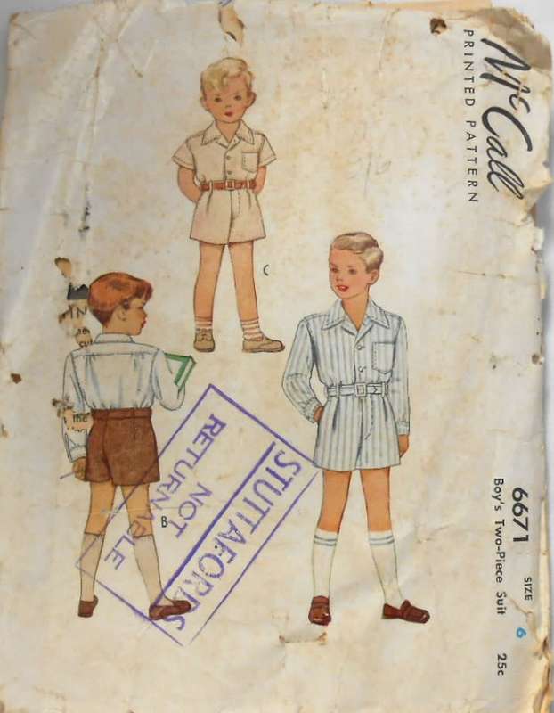 VINTAGE McCALLS 6671  BOYS 2 PIECE SUIT SIZE 6 YEARS COMPLETE-ZIPLOC