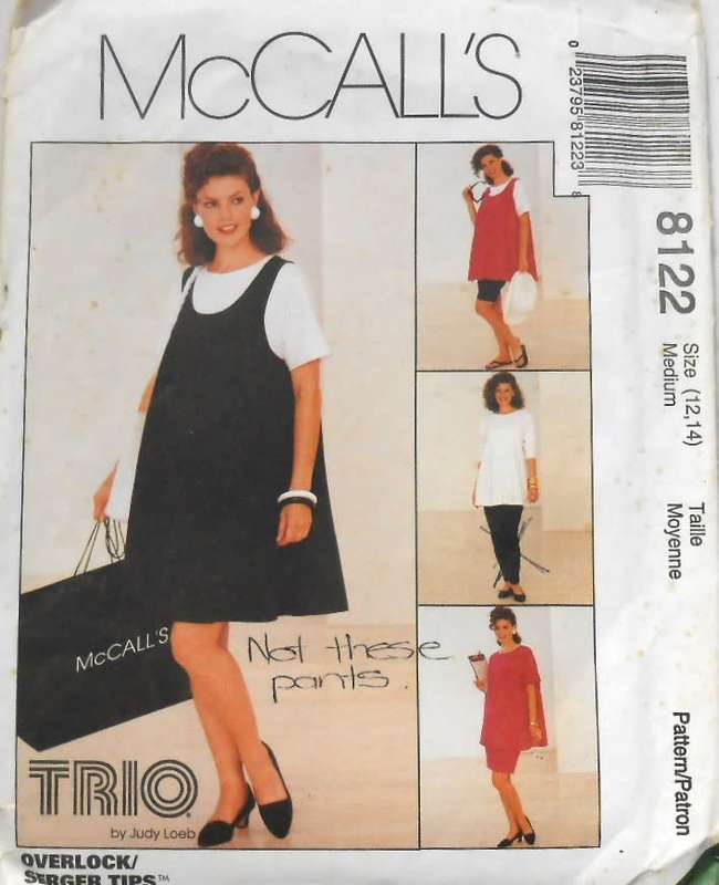 McCALLS 8122 MATERNITY DRESS-TANK TOP-TOP-SKIRT SIZE MED 12-14 NO PANTS PATTERN SUPPLIED