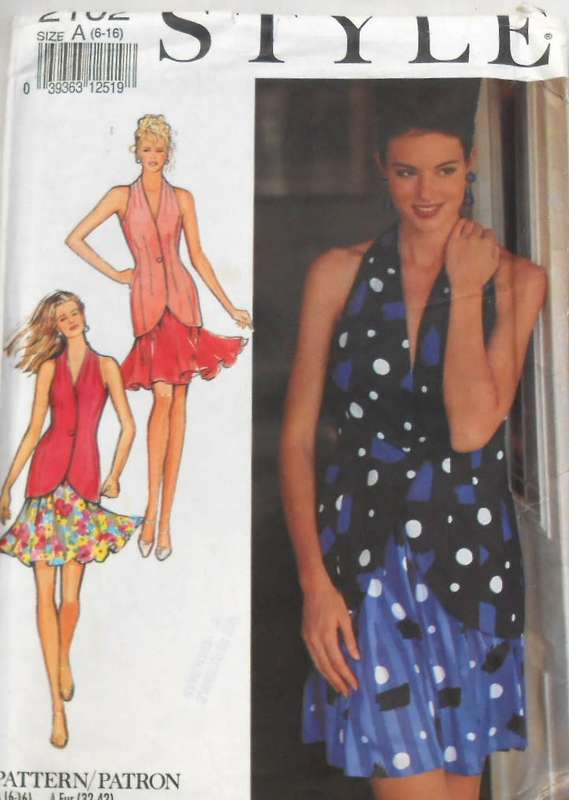 STYLE 2102 PANELLED HALTER STYLE TOP-SKIRT SIZE 6-16-COMPLETE-UNCUT-F/FOLDED