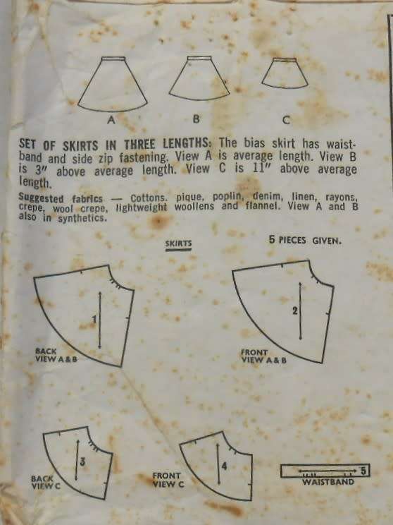 VINTAGE STYLE 2396 SET OF SKIRTS IN 3 LENGTHS SIZE WAIST 27 HIP 38 - NO WAISTBAND PATTERN SUPPLIED